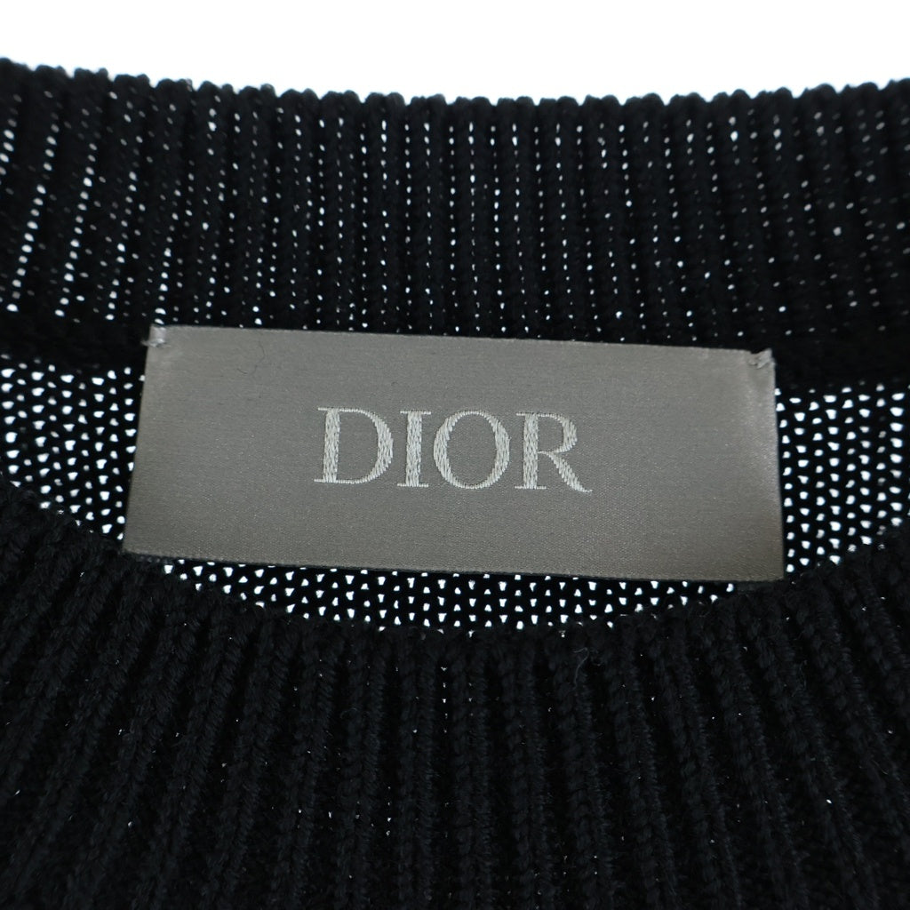 DIOR(ディオール) RIBBON WOOL KNIT SWEATER ロゴ刺繍 リボンニットセーター ブラック 613M627A2027 レディース