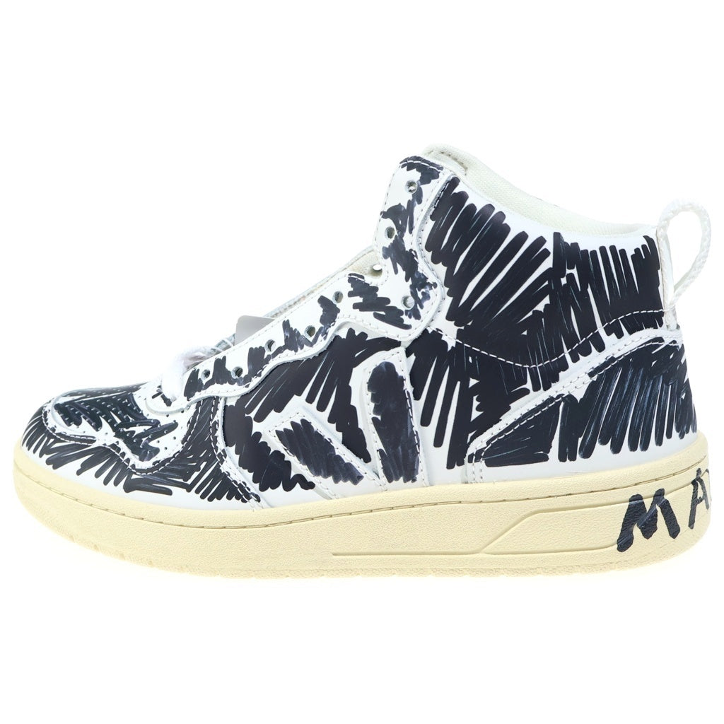 MARNI(マルニ) ×VEJA HIGH CUT SNEAKERS V-15 総柄プリント レザーハイカットスニーカー レディース ブラック/ホワイト VQMS3067AX-V1520-00N99