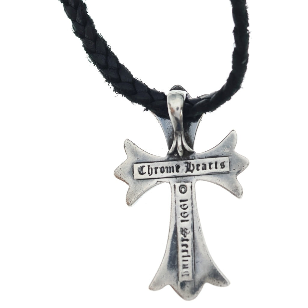 CHROME HEARTS(クロムハーツ) CH CRS SML CL スモールCHクロス レザーブレイド ネックレス シルバー/ブラック BCA217