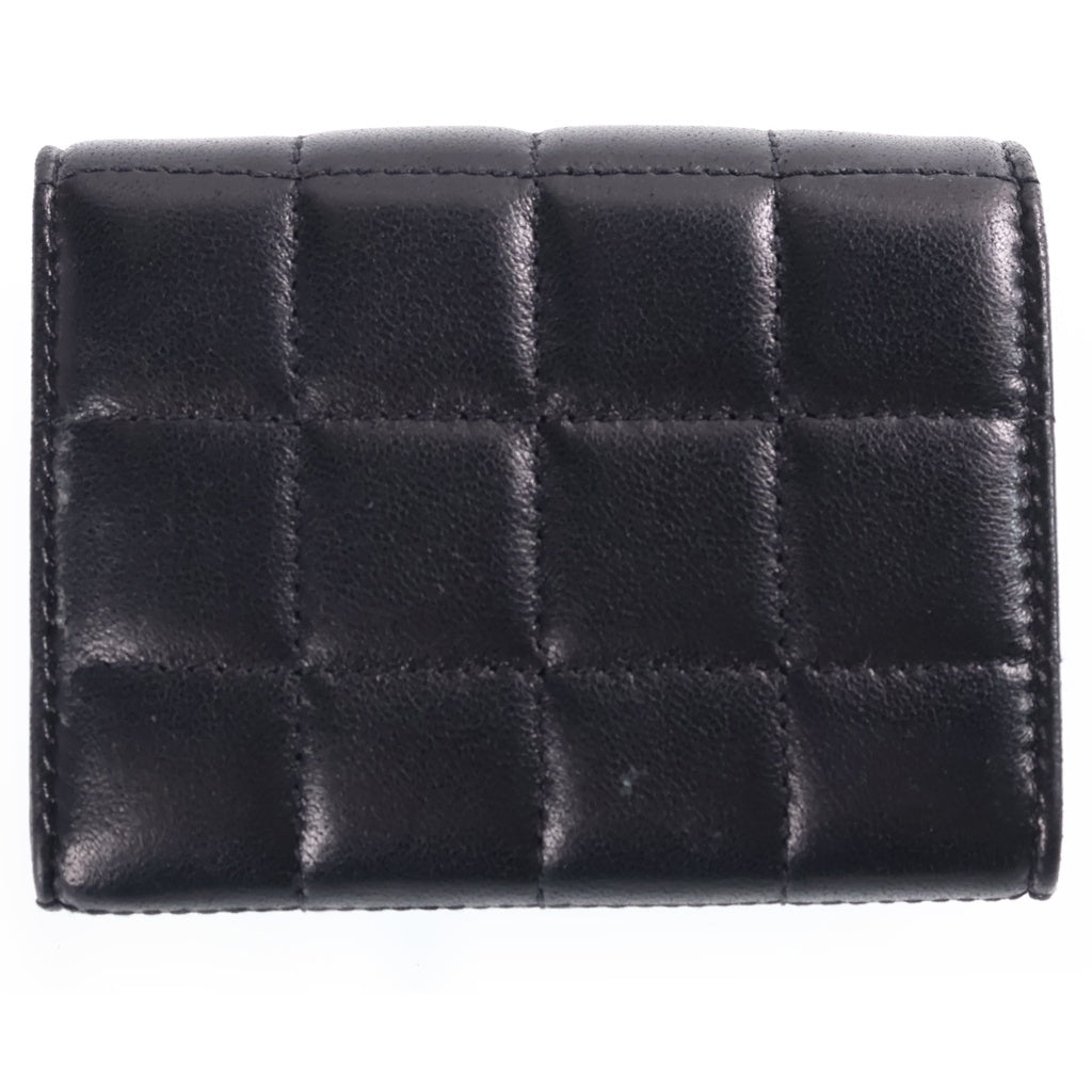 SAINT LAURENT PARIS(サンローランパリ) 三つ折り財布 コンパクトウォレット ラムスキン ブラック GD金具 787558 レディース
