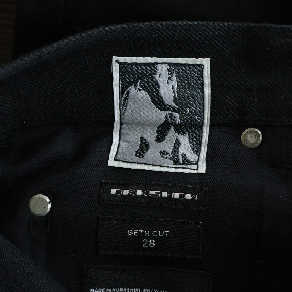 Rick Owens DRKSHDW(リックオウエンス ダークシャドウ) 21AW GETH JEANS ゲスジーンズ 岡山 ワイドデニムパンツ ブラック RR02A5309-HBLKJP
