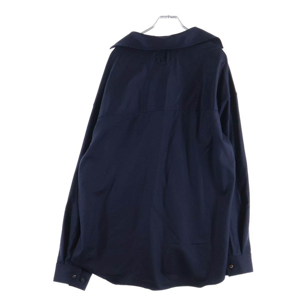 JACQUEMUS(ジャックムス) 25AW La Chemis Cuadro Shirt アシンメトリー長袖シャツ ネイビー SHM00537AW00631380