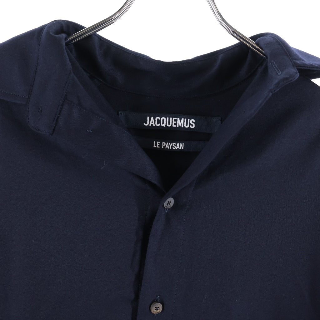 JACQUEMUS(ジャックムス) 25AW La Chemis Cuadro Shirt アシンメトリー長袖シャツ ネイビー SHM00537AW00631380