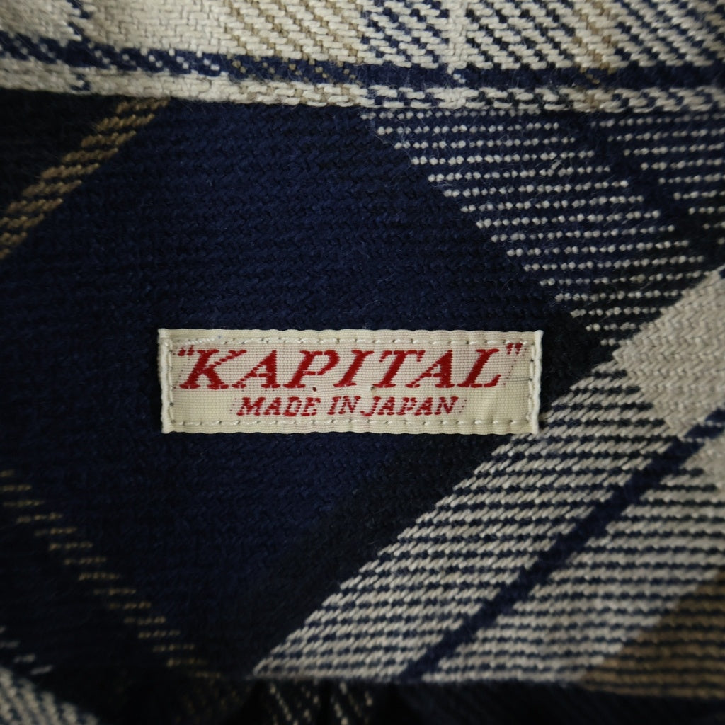 KAPITAL(キャピタル) Opera Sleeve Composer Shirt オーバーサイズチェックネルシャツ ブルー/ブラウン K2009LS008