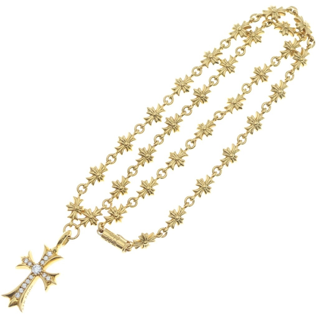 CHROME HEARTS(クロムハーツ) 22K TNY E18CRS F P/DIA/タイニーEファットクロス パヴェダイヤ ネックレス ゴールド