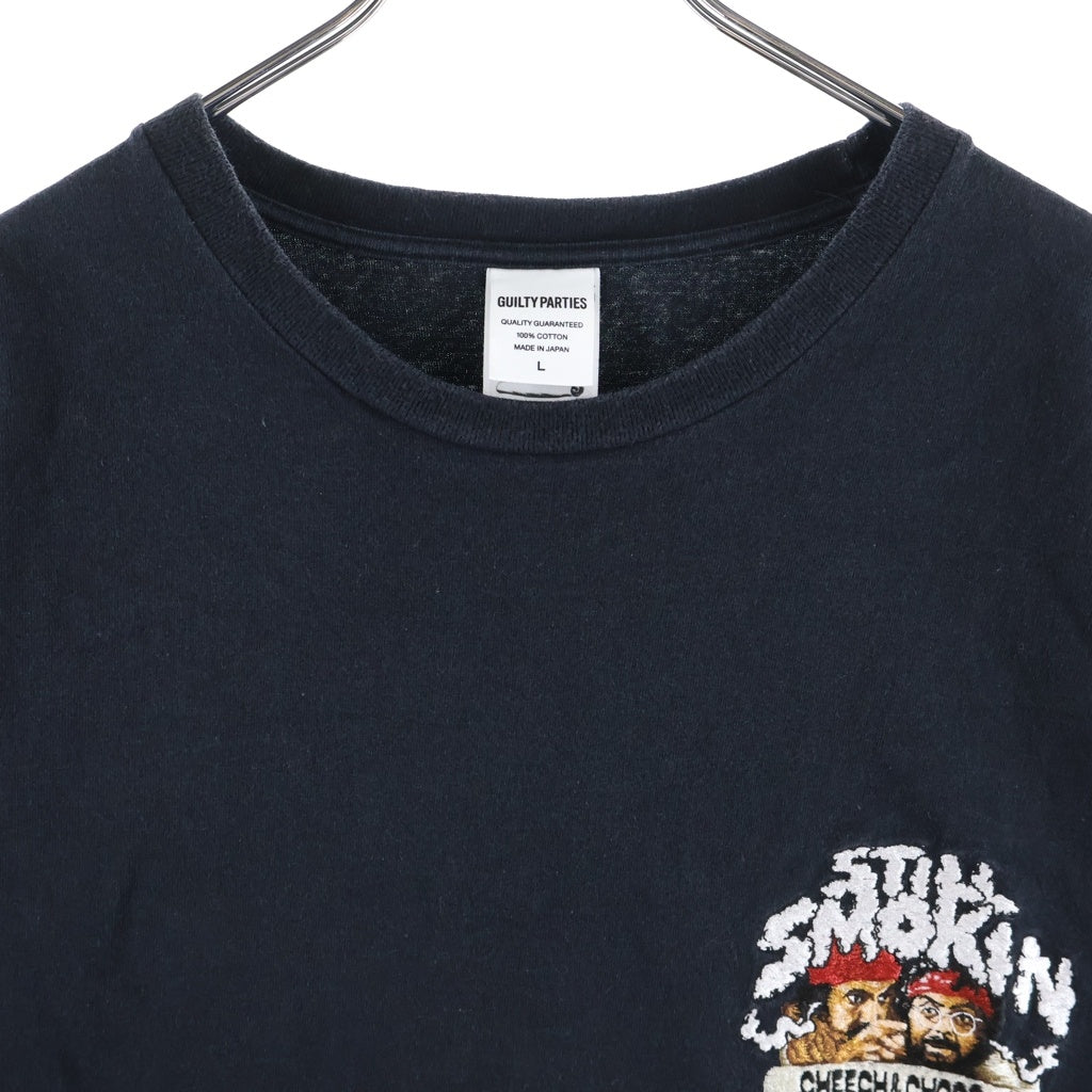 WACKO MARIA(ワコマリア) ×STILL SMOKIN ロゴ刺繍 クルーネック半袖Tシャツ カットソー ブラック