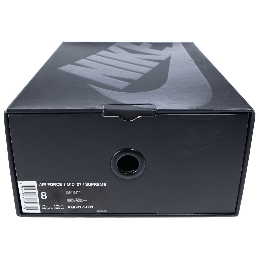 NIKE(ナイキ) ×supreme NBA × Nike Air Force 1 Mid '07 Black エアフォース1 ミッド ブラック AQ8017-001