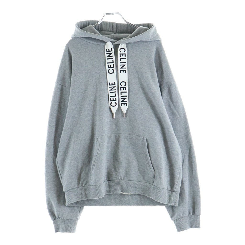 CELINE(セリーヌ) 21AW Loose Sweatshirt In Cotton Fleece ロゴ ドローコード プルオーバー パーカー グレー 2Y468670Q.08GC