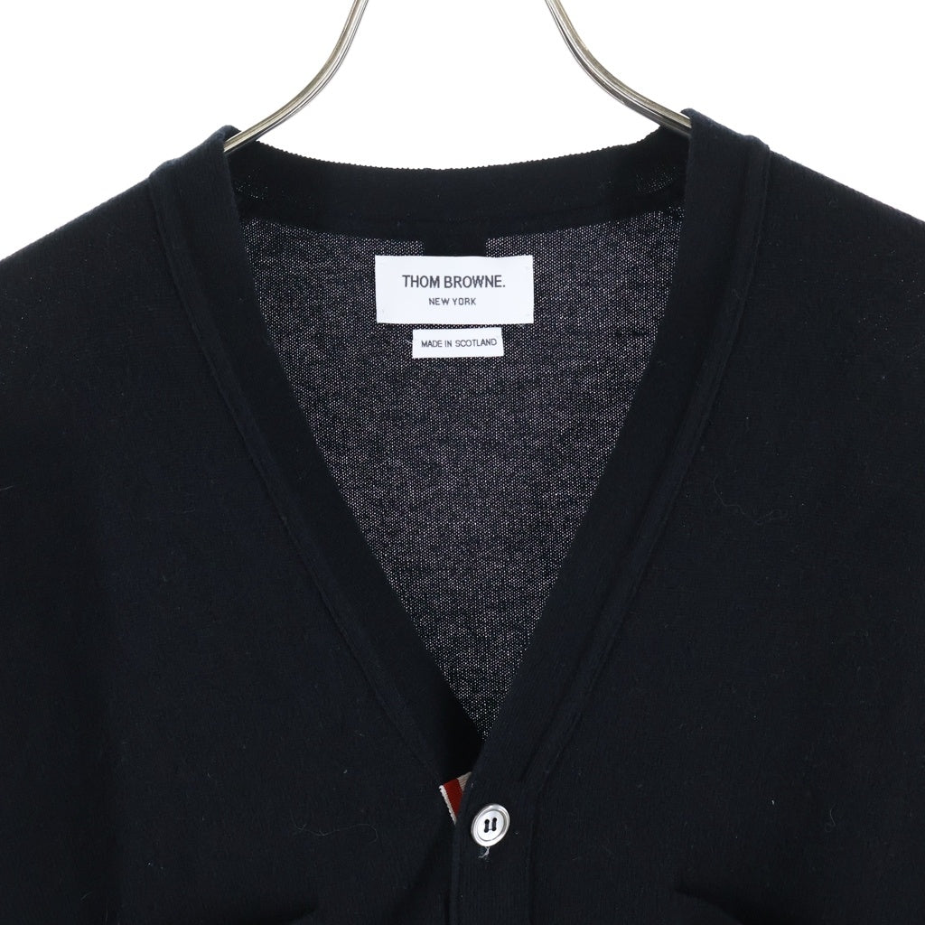 THOM BROWNE(トムブラウン) V NECK CARDIGAN ブイネック カーディガン ブラック MKCRS01A MKCRS01A-00011001