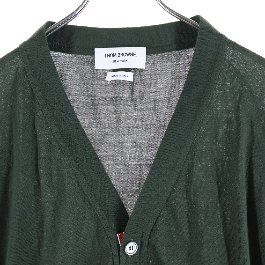 THOM BROWNE(トムブラウン) V NECK CARDIGAN ブイネック カーディガン カーキ MKCRS01A MKC002A-Y1014320