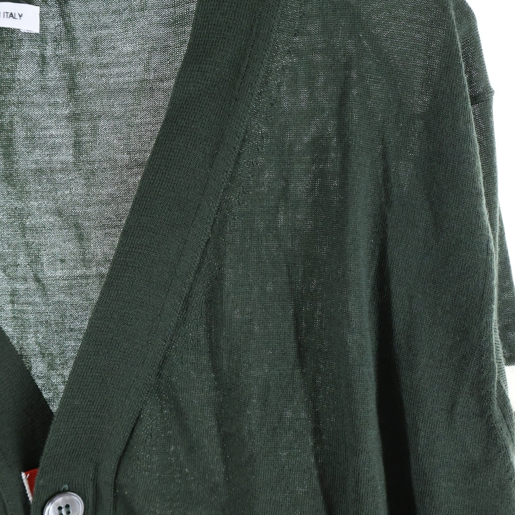 THOM BROWNE(トムブラウン) V NECK CARDIGAN ブイネック カーディガン カーキ MKCRS01A MKC002A-Y1014320