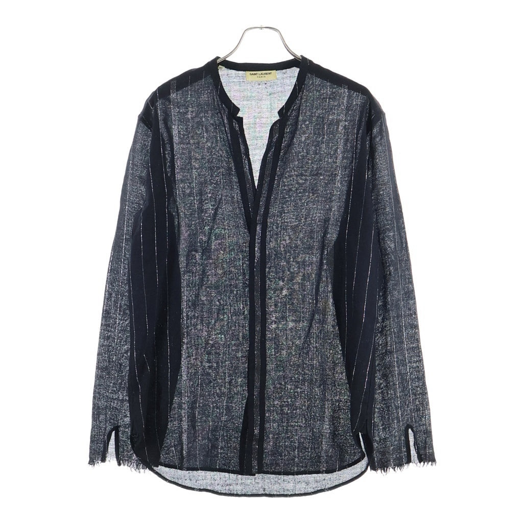 SAINT LAURENT PARIS(サンローランパリ) 18SS ラメストライプ ウール長袖シャツ ブラック 496202