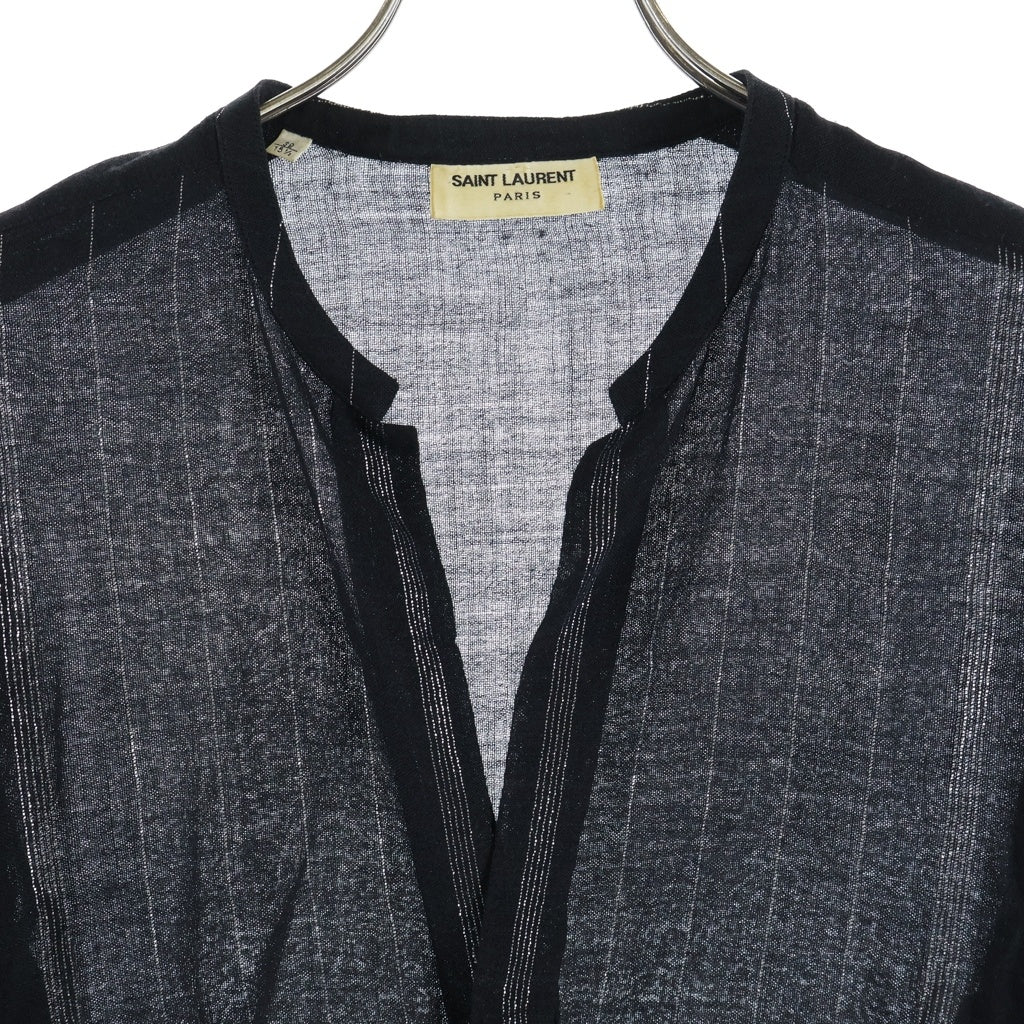 SAINT LAURENT PARIS(サンローランパリ) 18SS ラメストライプ ウール長袖シャツ ブラック 496202