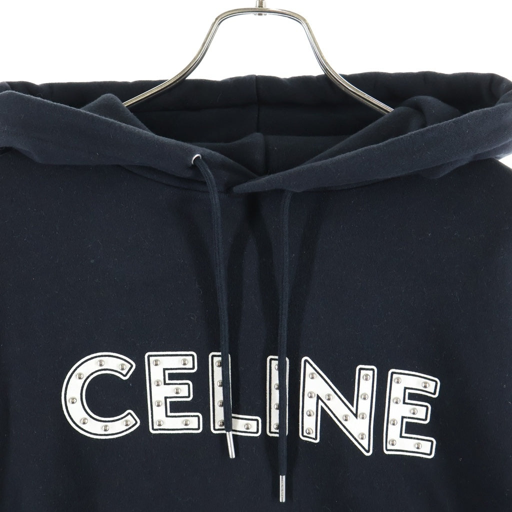 CELINE(セリーヌ) 21SS ロゴスタッズ コットン プルオーバーパーカー ブラック 2Y323052H