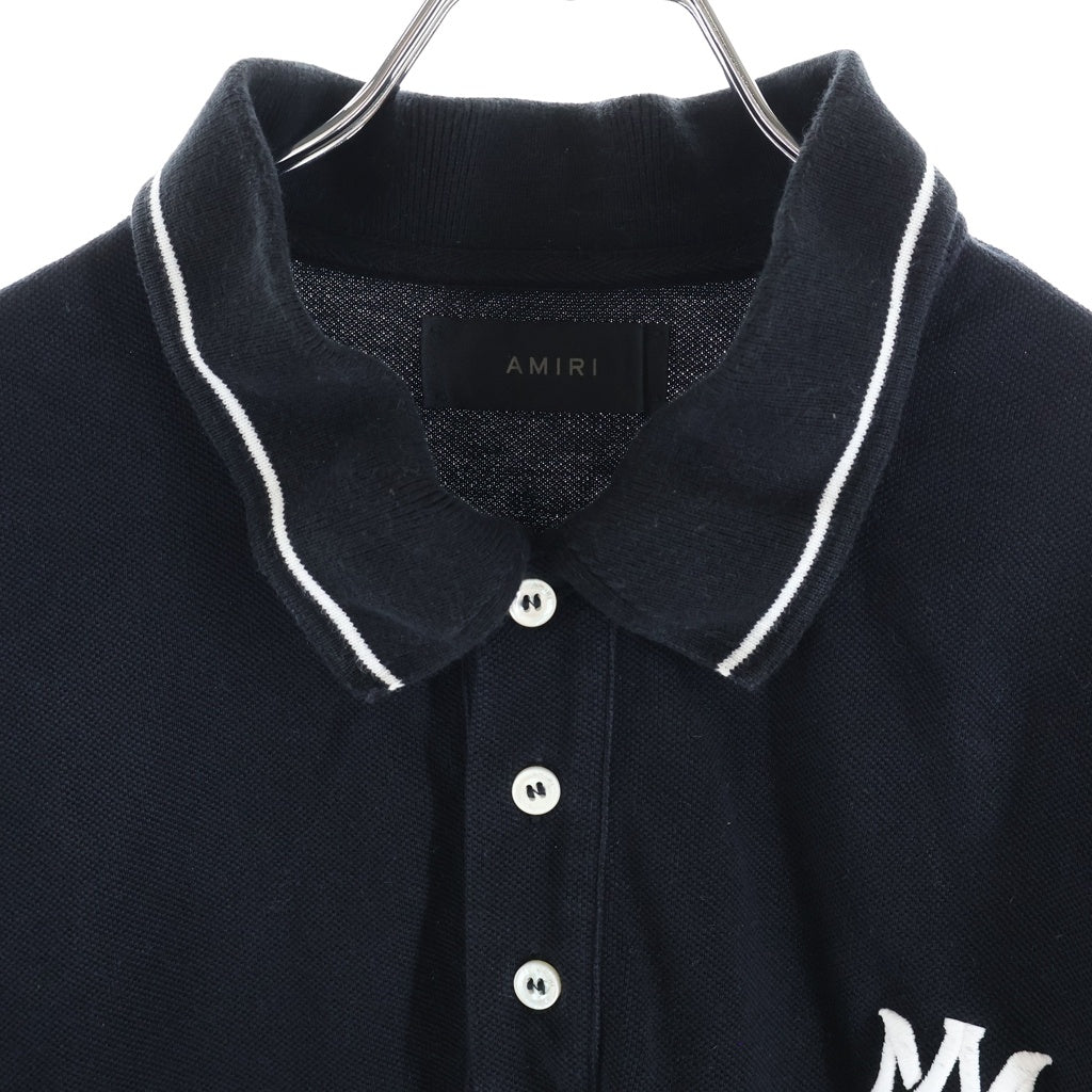 AMIRI(アミリ) MA CORE MAロゴエンブロイダリー 襟付き半袖ポロシャツ ブラック