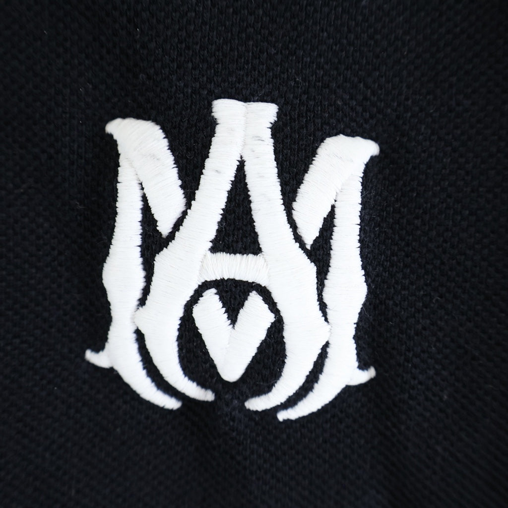 AMIRI(アミリ) MA CORE MAロゴエンブロイダリー 襟付き半袖ポロシャツ ブラック