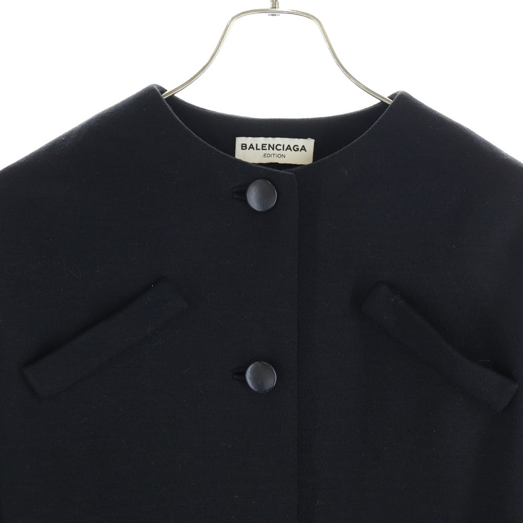 BALENCIAGA(バレンシアガ) ノーカラーウールロングジャケット コート ブラック 357638 TKK19 レディース