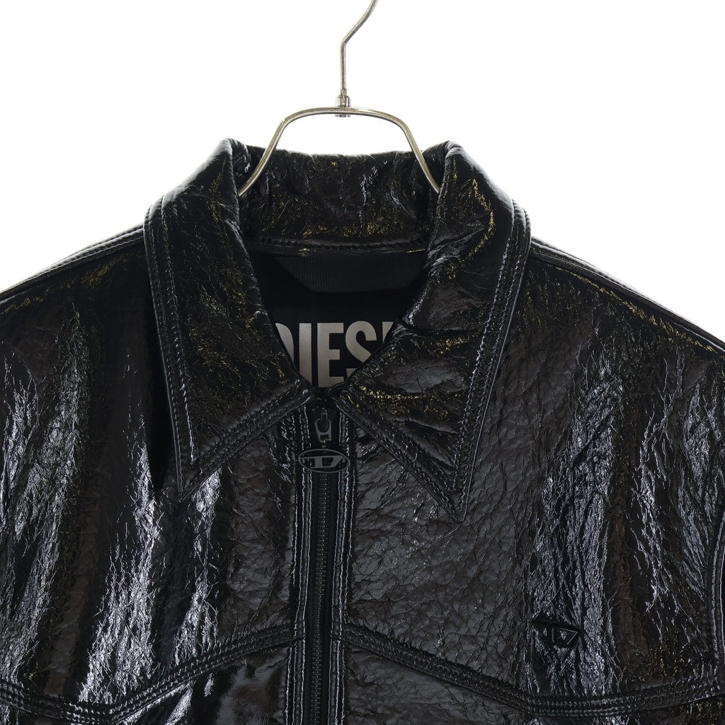 DIESEL(ディーゼル) 22AW J-LOU ジップアップエナメルジャケット ブラック A03671