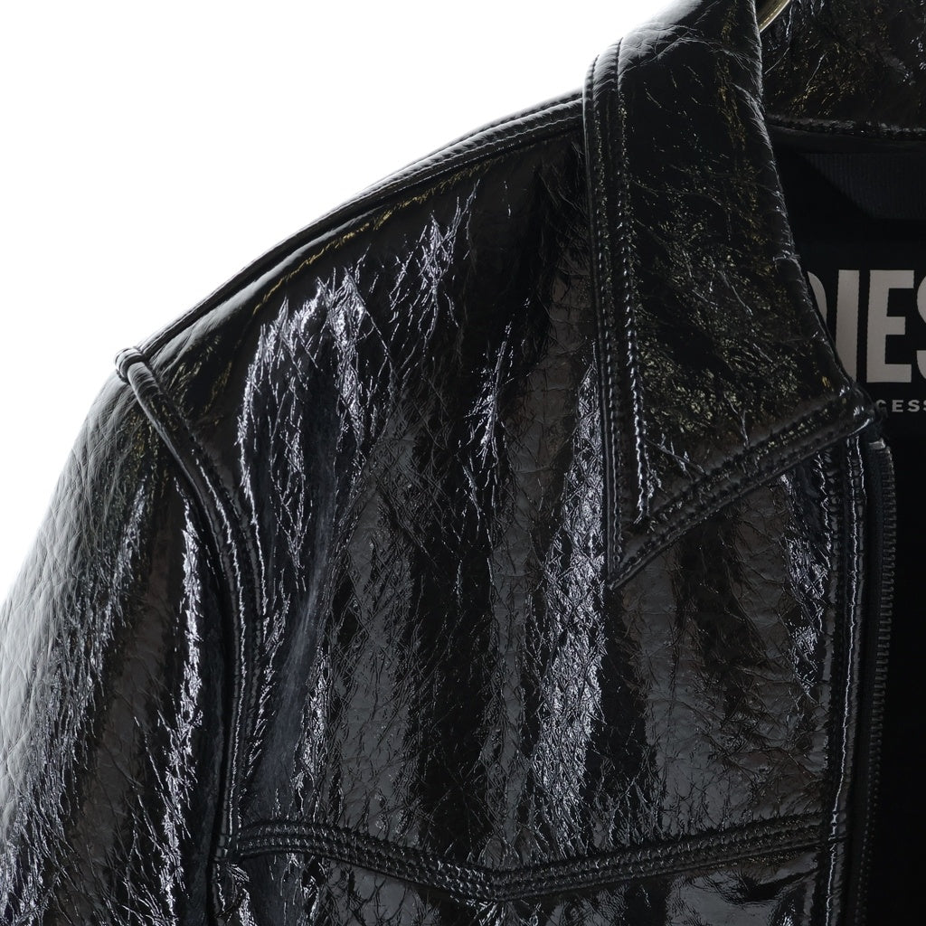 DIESEL(ディーゼル) 22AW J-LOU ジップアップエナメルジャケット ブラック A03671