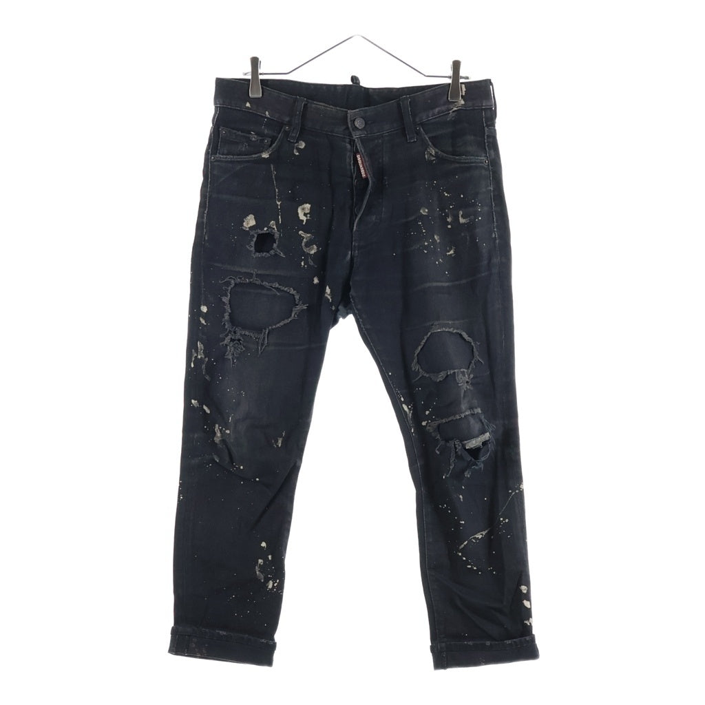 DSQUARED2(ディースクエアード) GLAM HEAD JEAN グラムヘッド ペイント加工 スキニーデニムパンツ ブラック S71LB0280