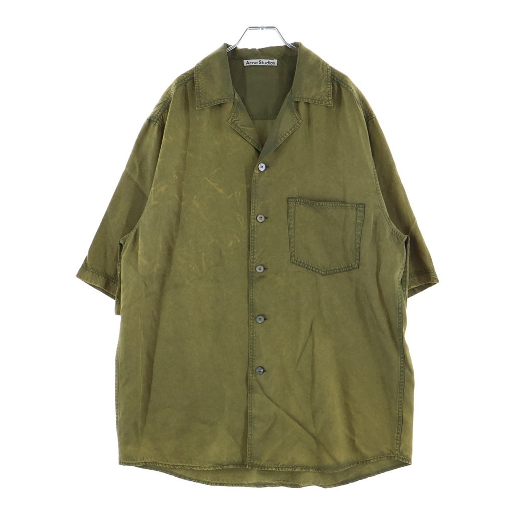 Acne Studios(アクネ ストゥディオズ) ロゴワッペン レーヨン 半袖シャツ イエロー FN-MN-SHIR000822