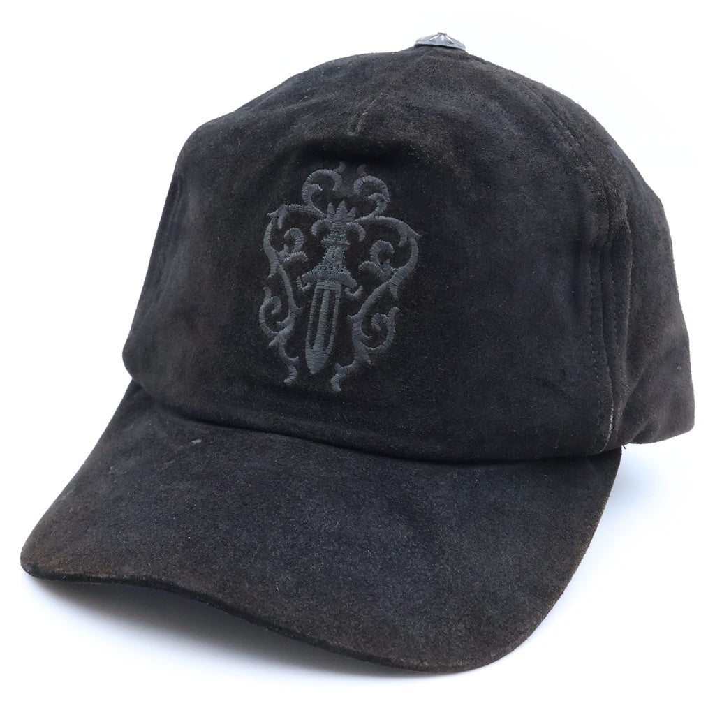 CHROME HEARTS(クロムハーツ) OLD ヴァインダガー刺繍 スエード ガンスリンガー クロスボール キャップ 帽子 ブラック