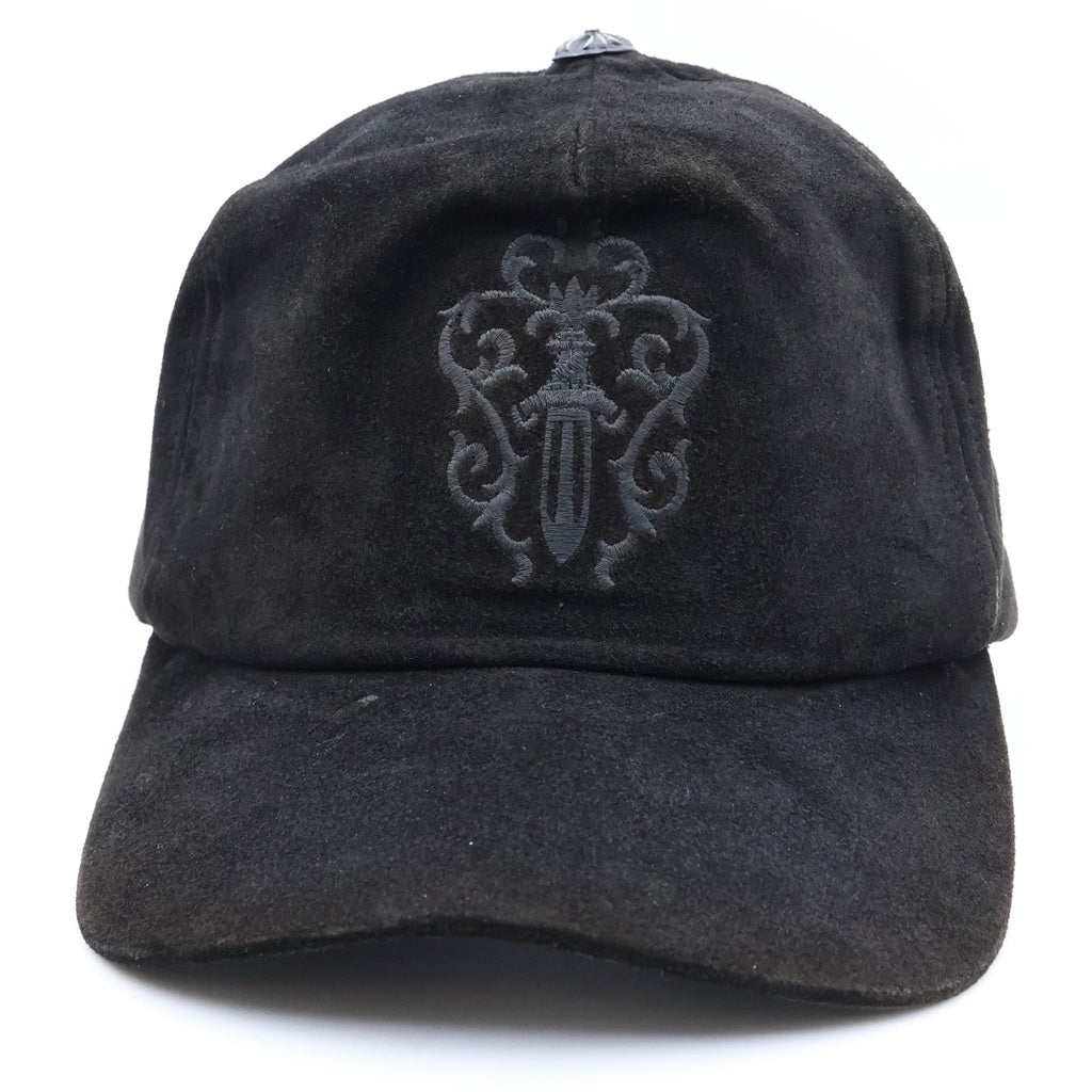 CHROME HEARTS(クロムハーツ) OLD ヴァインダガー刺繍 スエード ガンスリンガー クロスボール キャップ 帽子 ブラック