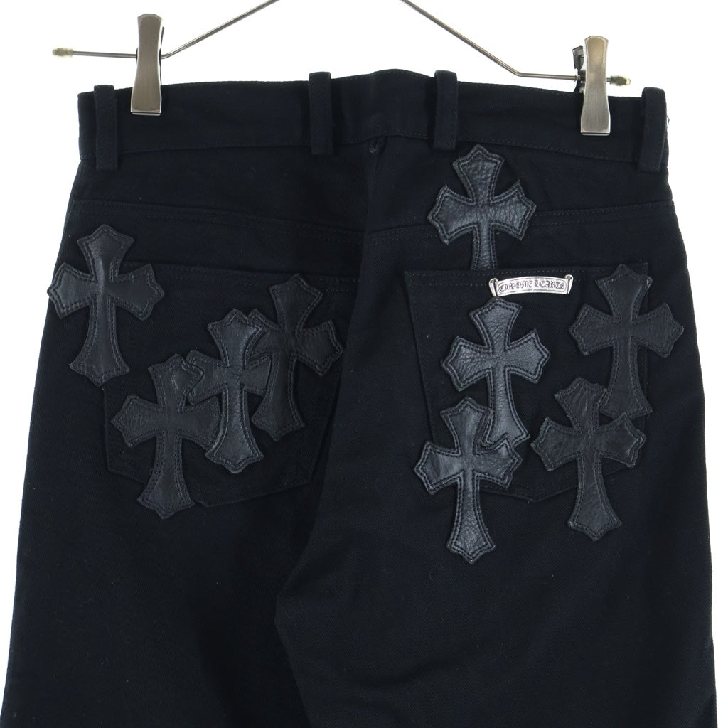 CHROME HEARTS(クロムハーツ) OLD FLEURKNEE CRSパッチ付きオーダーメイド デニムパンツ ブラック