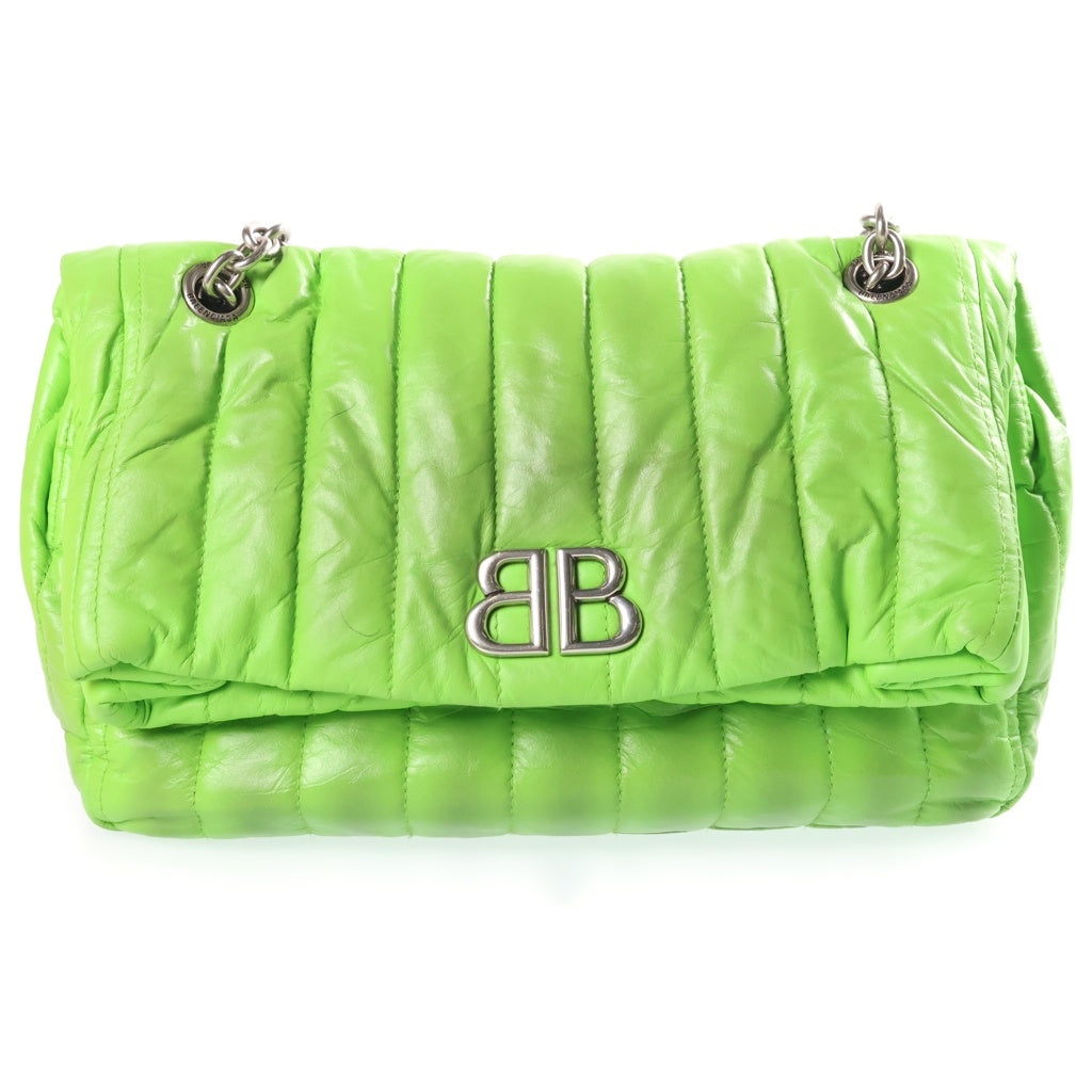 BALENCIAGA(バレンシアガ) MONACO モナコ BBロゴ レザーチェーンショルダーバック グリーン 765966 2AA1I 3824 30109 レディース