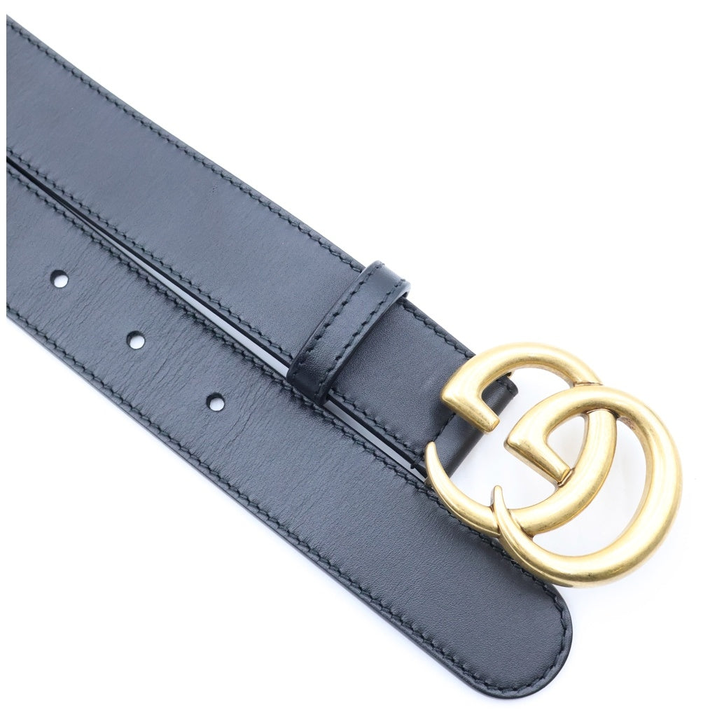 GUCCI(グッチ) GGバックル レザーベルト レディース ブラック/ゴールド 414516 AP00T