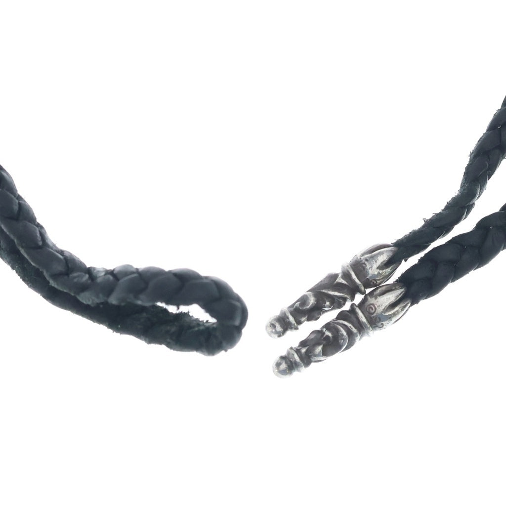 CHROME HEARTS(クロムハーツ) LEATHER BRAID SCROLL ネックレス レザーブレイドネックレス ブラック/シルバー BCA377