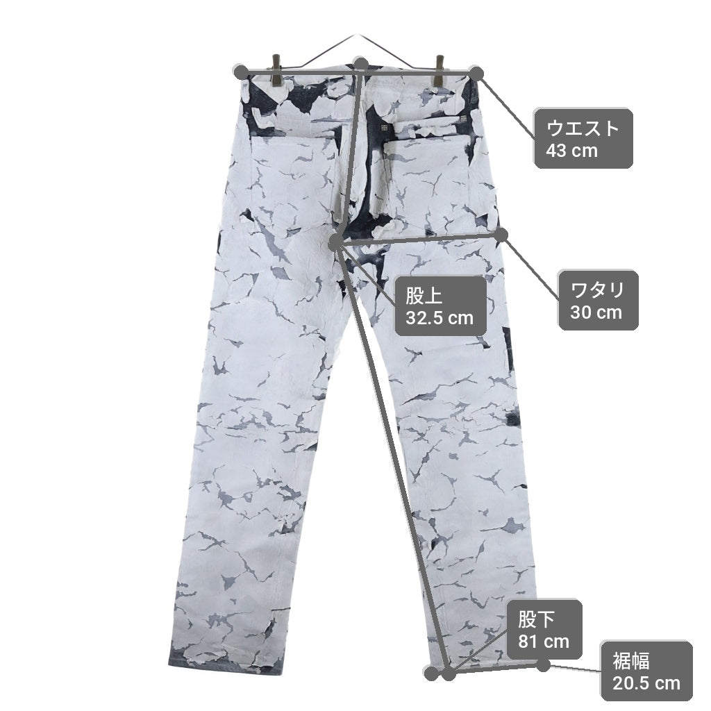 GIVENCHY(ジバンシィ) 21SS Cracked Denim Pants クラックコーティング加工デニムパンツ ホワイト BM50SU50M6
