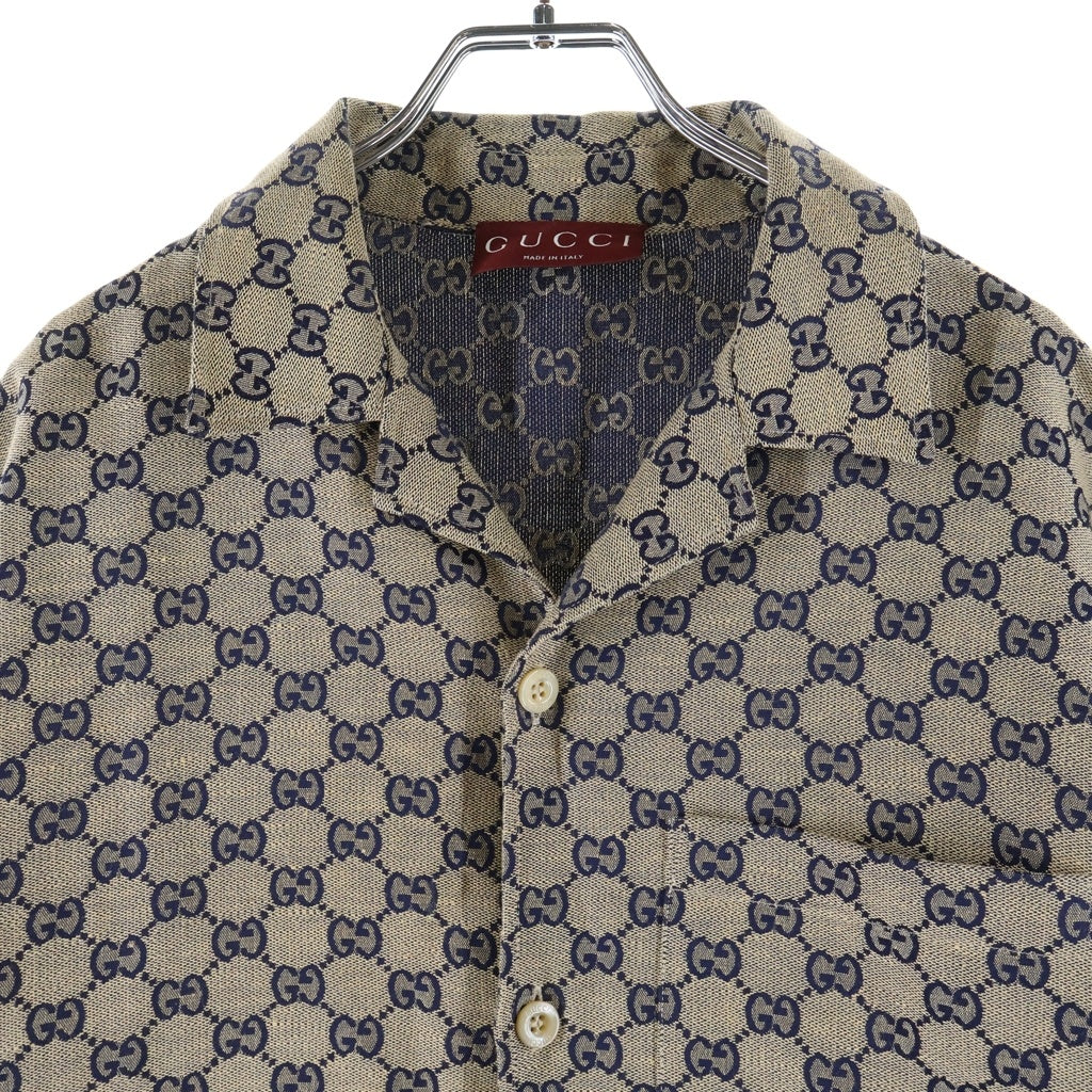 GUCCI(グッチ) GGリネンブレンドキャンバス半袖シャツ ブラウン 742707 ZAM7G