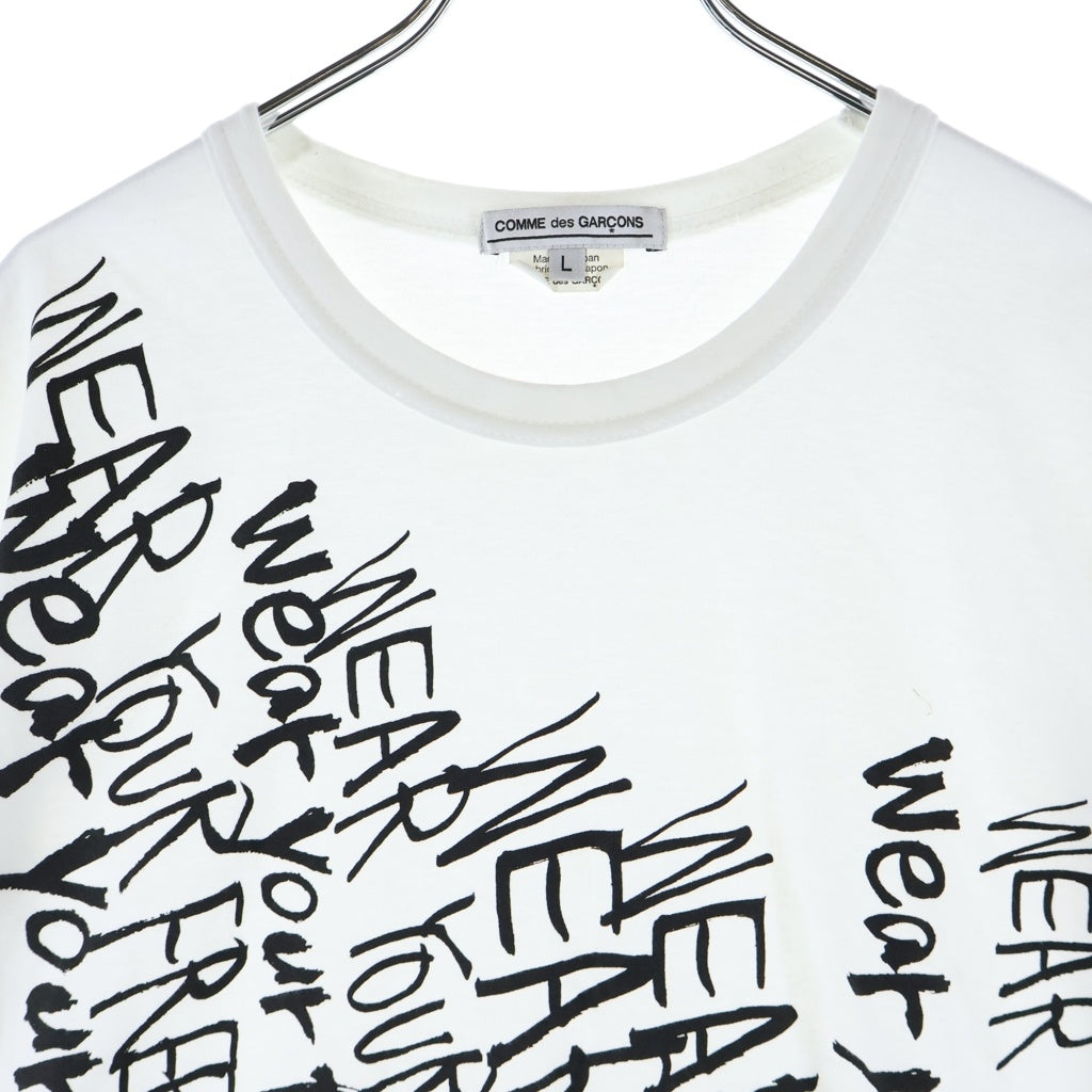 COMME des GARCONS(コムデギャルソン) グラフィックプリント コットン半袖Tシャツ カットソー ホワイト OZ-T311