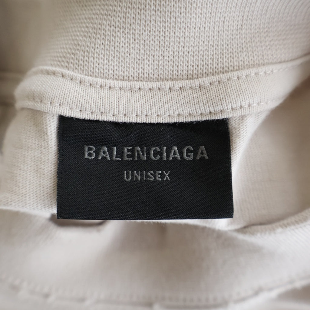 BALENCIAGA(バレンシアガ) 24SS STENCIL TYPE T-SHIRT ステンシルタイプ フロントロゴプリント クルーネック半袖カットソーTシャツ ホワイト 764235 TQVA3