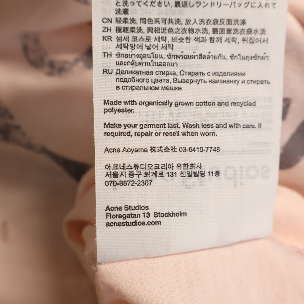 Acne Studios(アクネ ストゥディオズ) 24SS グラフィックプリント ダメージ加工 半袖Tシャツ カットソー ピンク FN-UX-TSHI000079 CL0294
