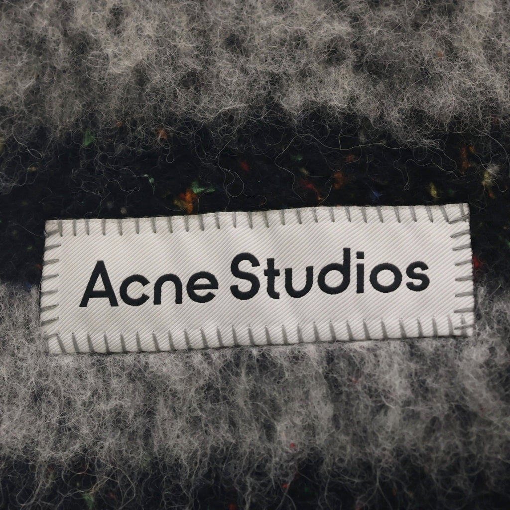 Acne Studios(アクネ ストゥディオズ) FRINGED WOOL SKINNY フリンジド ウールスキニー マフラー ブラック/グレー レディース