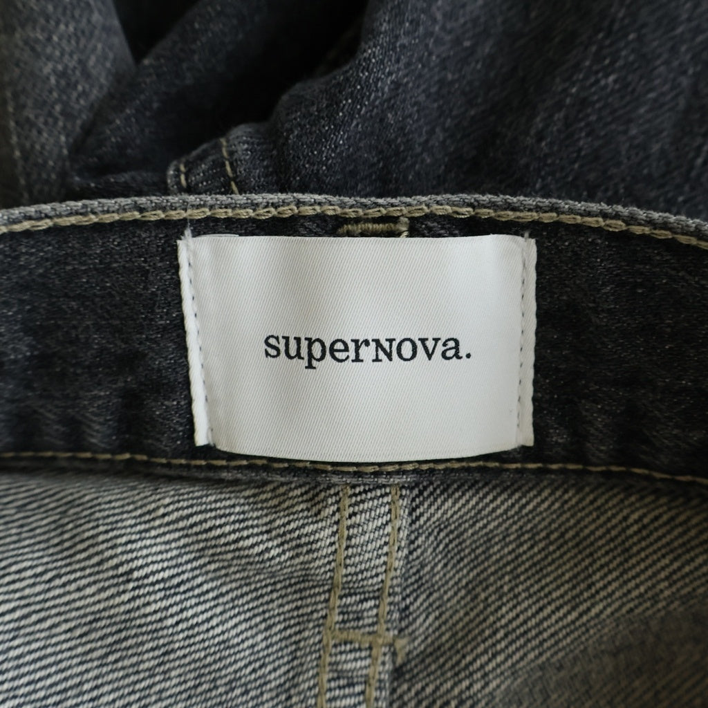 SuperNova(スーパーノヴァ) ジップフライ ワイドセルヴィッチデニムパンツ グレー
