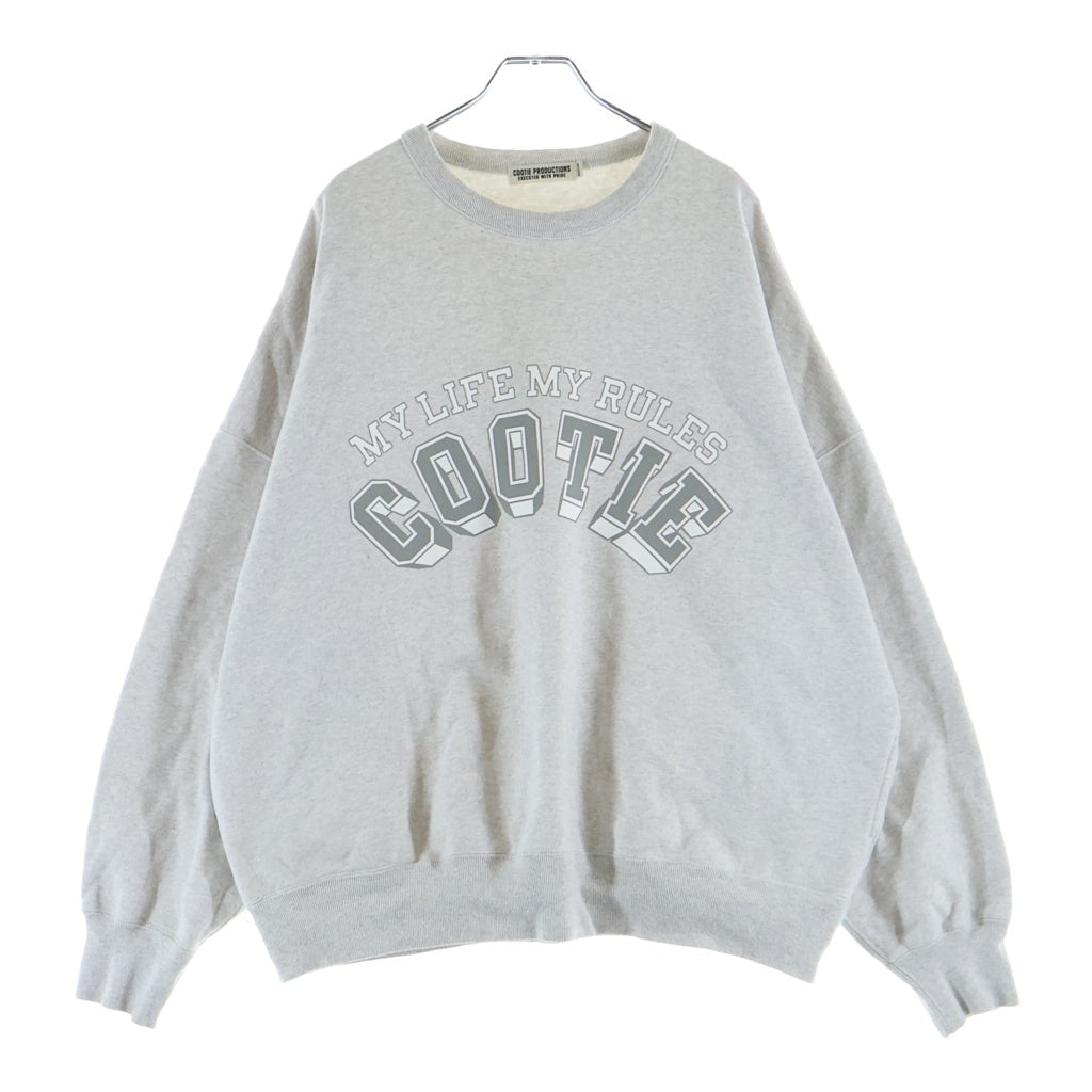 COOTIE PRODUCTIONS(クーティー プロダクションズ) Open End Yarn Print Sweat Crewロゴクルーネックスウェットシャツ グレー