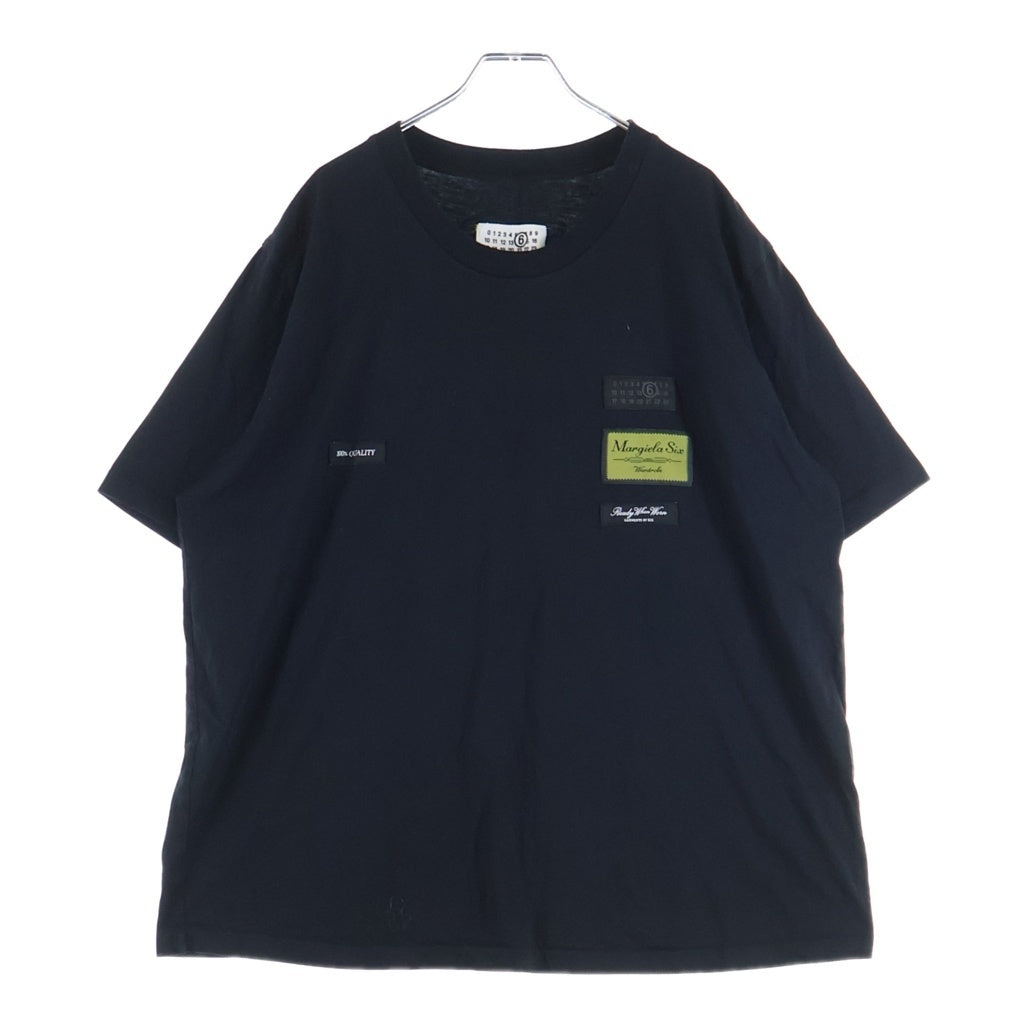 MM6 Maison Margiela(エムエムシックスメゾンマルジェラ) フロントロゴパッチ クルーネック半袖カットソーTシャツ ブラック SH0GC0069