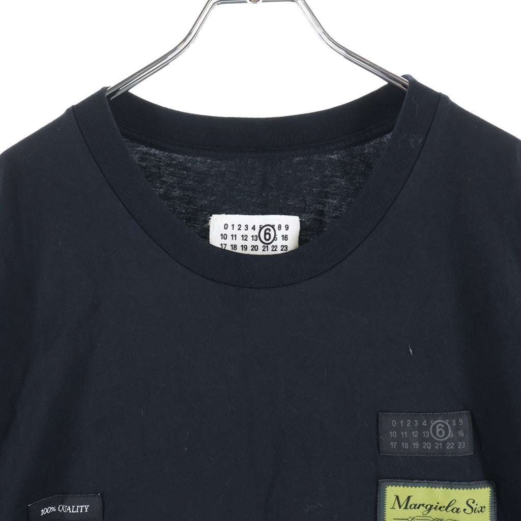 MM6 Maison Margiela(エムエムシックスメゾンマルジェラ) フロントロゴパッチ クルーネック半袖カットソーTシャツ ブラック SH0GC0069