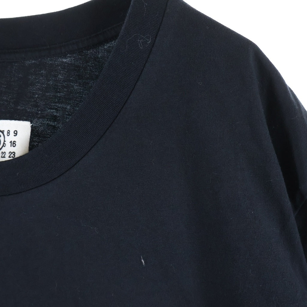 MM6 Maison Margiela(エムエムシックスメゾンマルジェラ) フロントロゴパッチ クルーネック半袖カットソーTシャツ ブラック SH0GC0069