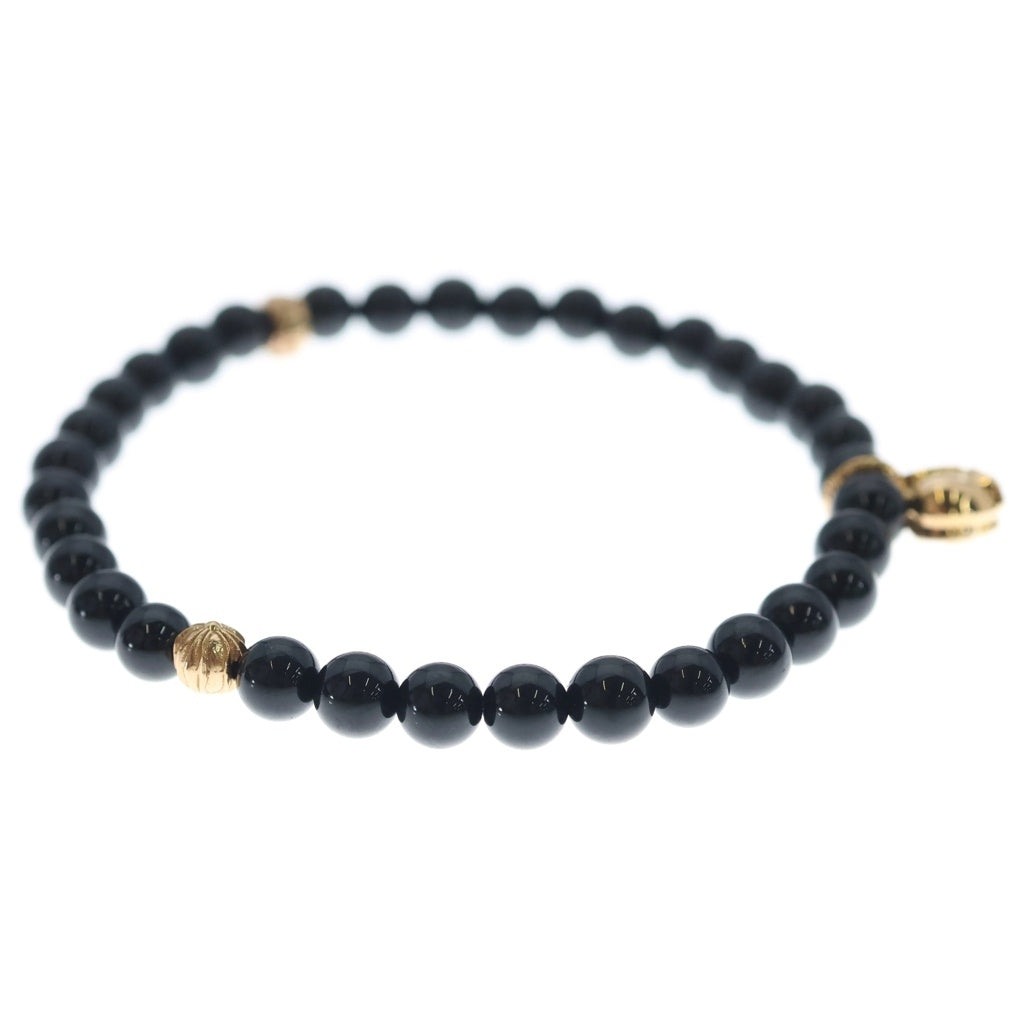 CHROME HEARTS(クロムハーツ) 22K 6mm BEAD 6mmビーズブレス ハート ブラック/ゴールド