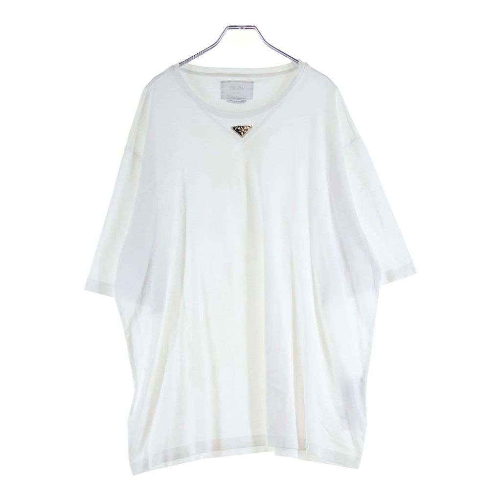 PRADA(プラダ) 24SS トライアングルロゴ クルーネック半袖カットソーTシャツ ホワイト UJN861 S232 240