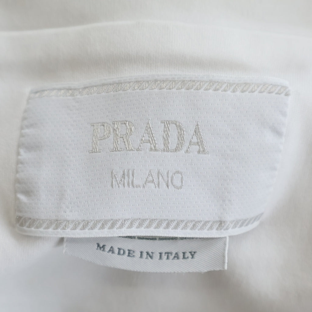 PRADA(プラダ) 24SS トライアングルロゴ クルーネック半袖カットソーTシャツ ホワイト UJN861 S232 240