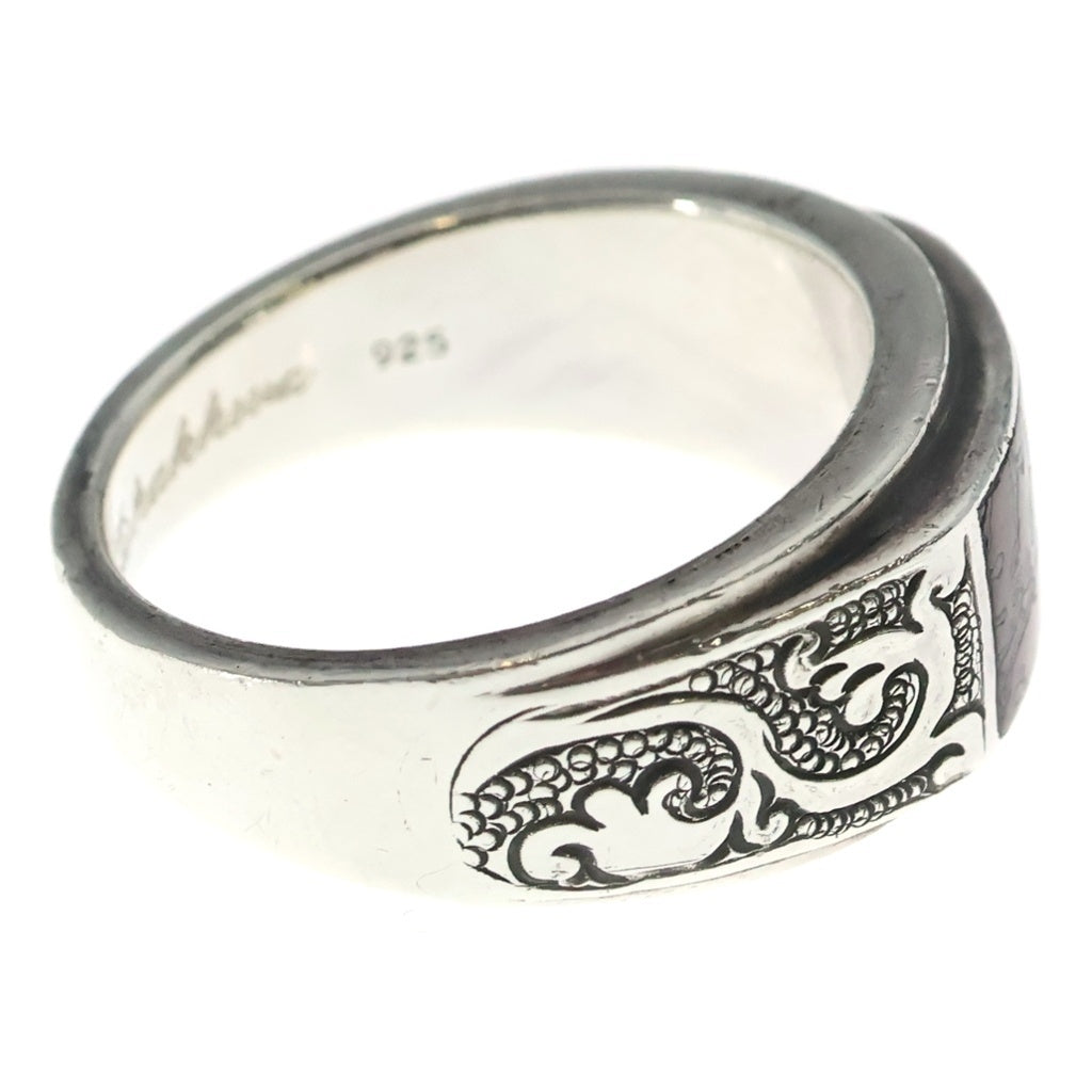 Suman Dhakhwa(スーマンダックワ) Carved Signet Ring w Petrified Dinosaur Bone カーヴドシグネットリング シルバーリング ブラウン/シルバー