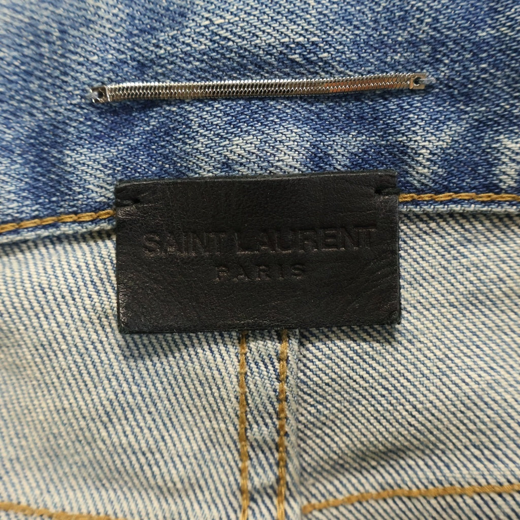SAINT LAURENT PARIS(サンローランパリ) ジップフライ ニークラッシュストレートデニム インディゴブルー 606663