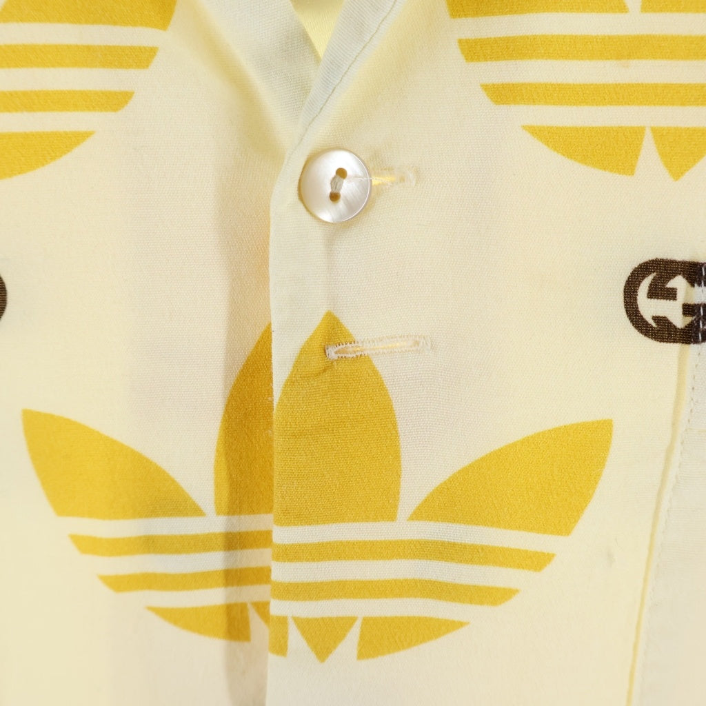 GUCCI(グッチ) × ADIDAS アディダス GGロゴ総柄デザイン 半袖ボーリングシャツ イエロー 691523ZAIXZ