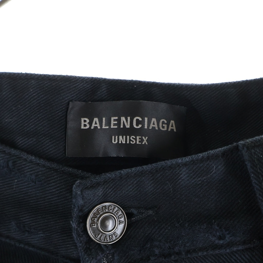 BALENCIAGA(バレンシアガ) 23SS クラッシュ加工 スーパーデストロイバギーパンツ ブラック 745248 TNW11