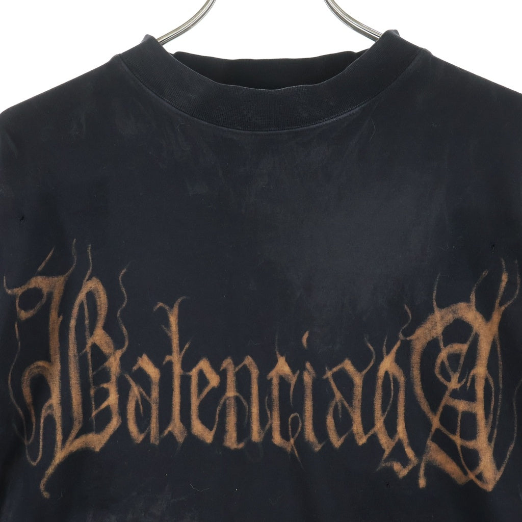 BALENCIAGA(バレンシアガ) 23SS Heavy Metal Long Sleeve T-shirt ヘビーメタルロゴ ダメージ加工長袖Tシャツ ロンT ブラック 739783 TOVE1